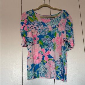 Lilly Pulitzer Pink and Blue Floral Blouse